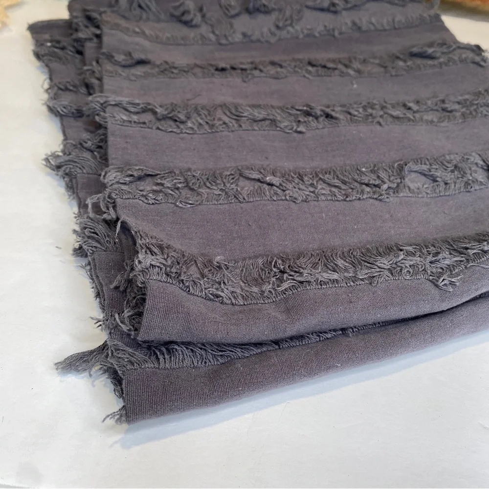 Juspurbet Grey Fringe Euro Sham Single Pillow Cover With Zipper Closure